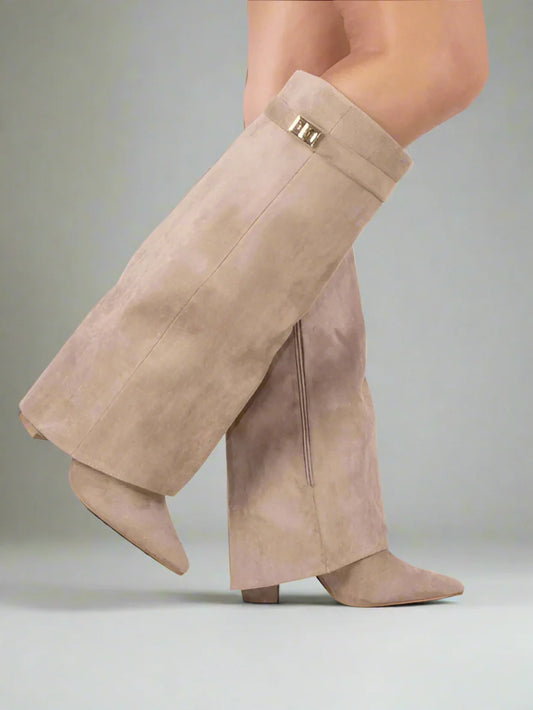 Bottines en daim pour femmes Noir | Bottines élégantes en daim Beige