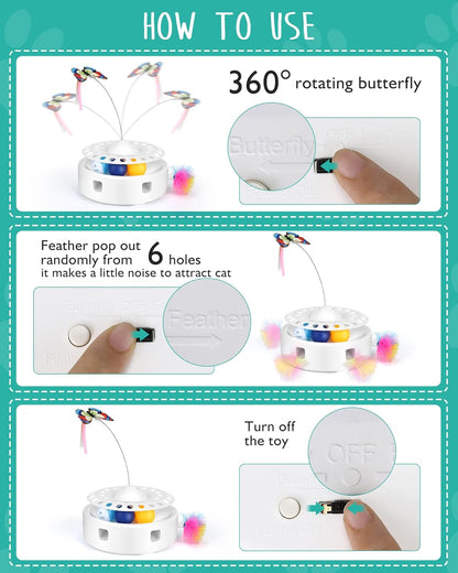 Jouet Papillon Rotatif Interactif Chat