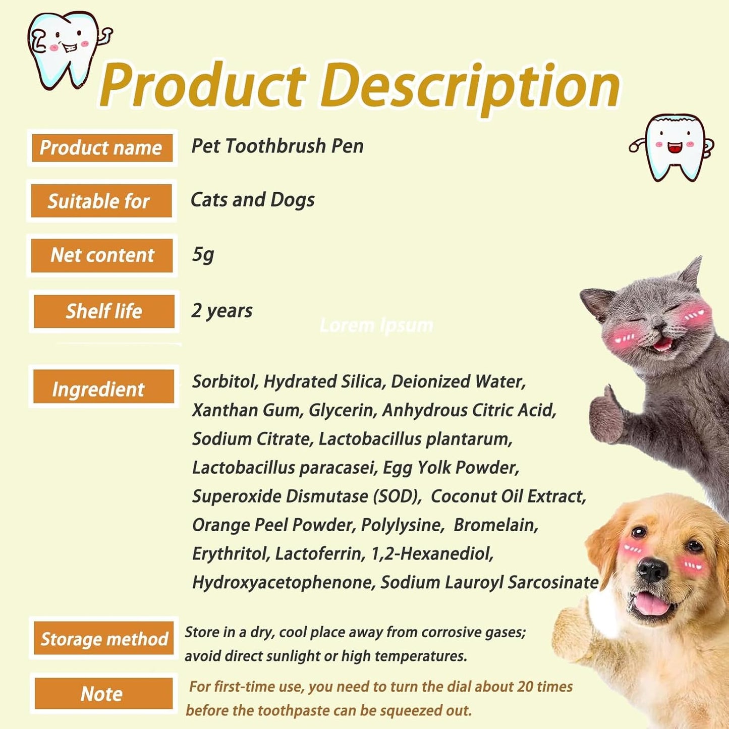 Stylo Brosse Dents Chien Chat