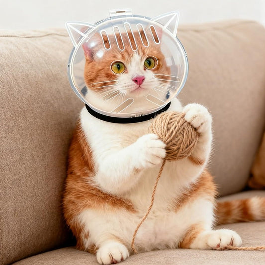 Casque Anti-Morsure Transparent pour Chat