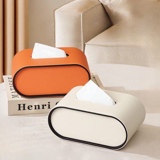 Boîte Mouchoirs Ovale Cuir Chic