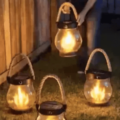 Lanterne Solaire – Flamme LED – Extérieure Jardin