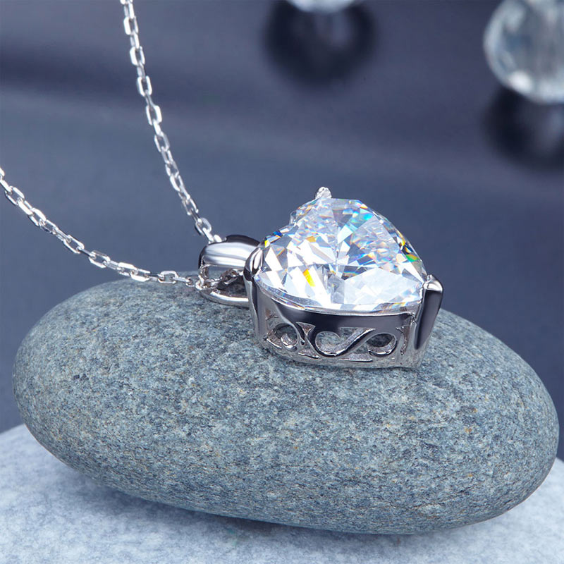 Collier Cœur Diamant Créé Argent