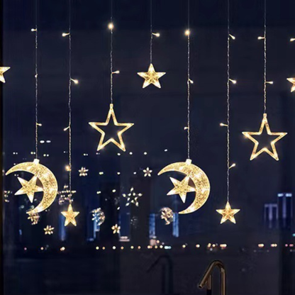 Rideau Lumineux Étoiles LED Chaud