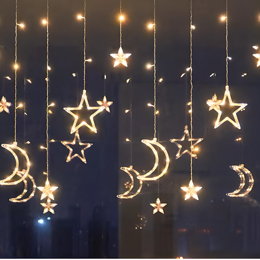 Rideau Lumineux Étoiles LED Chaud