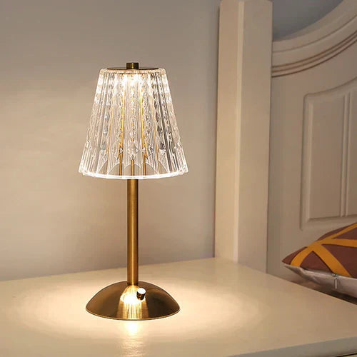 CristalLampe | Lampe de table en cristal doré Elégance luxueuse dans la pièce