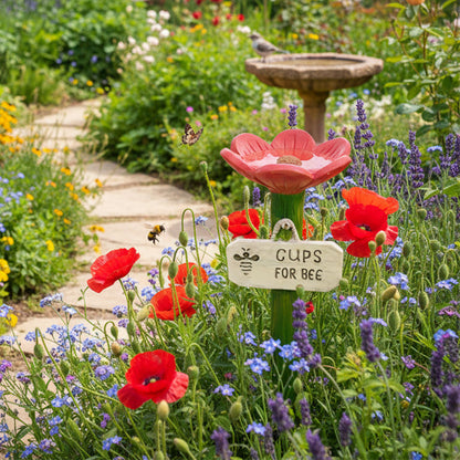 Abreuvoir Fleur Abeilles Jardin