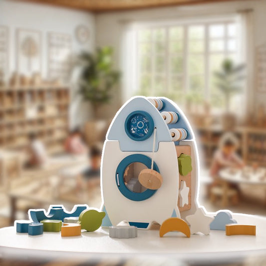 Fusée d’Activités Bébé – Bois – Éducatif Enfants