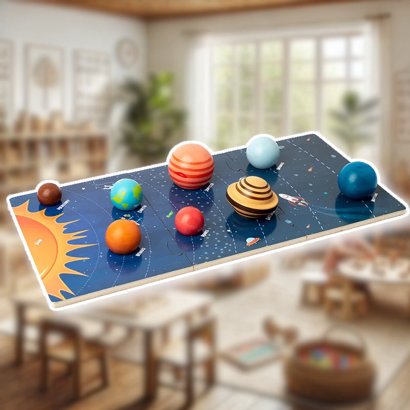 Puzzle Système Solaire 3D – Bois – Éveil Enfant